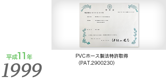 PVCホース製法特許取得（PAT.2900230）